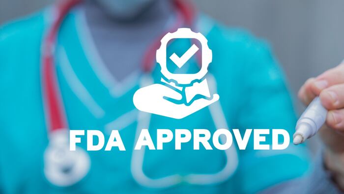 Concept of FDA approved. Food and drugs administration. Quality medicine, assurance, organization.