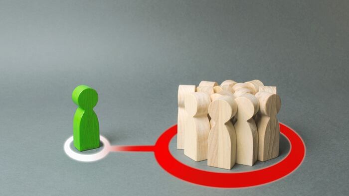 Left Out Of Crowd Group Loner Snub Alone