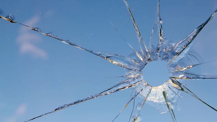 Glass broken cracks splinters