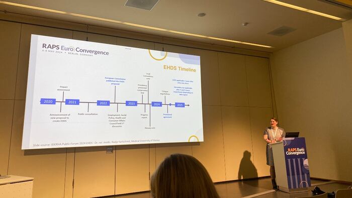 Rebecca Lumsden speaking at the RAPS Euro Convergence 2024