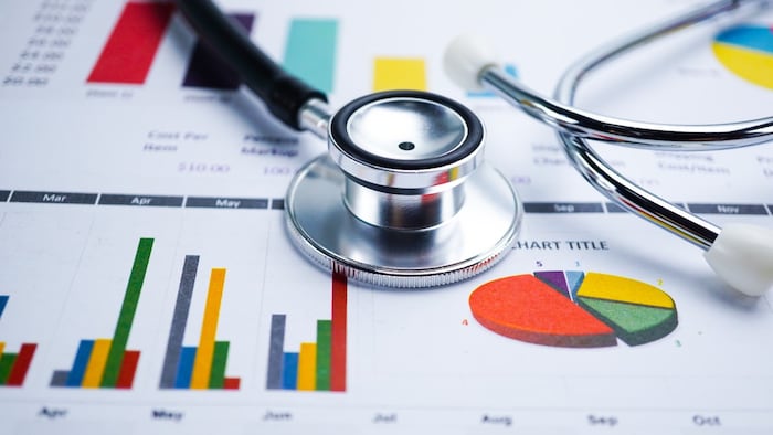 stethoscope on economic chart