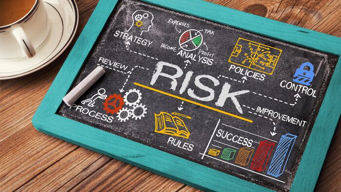 Risk management concept hand drawn on chalkboard