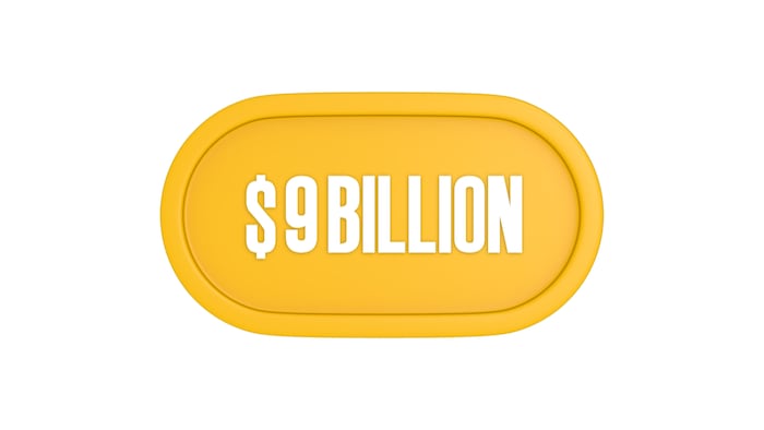 $9bn nine billion dollars yellow icon