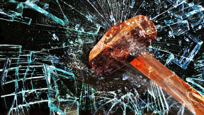 Hammer on glass