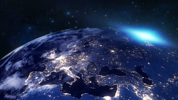 Europe at night seen from space