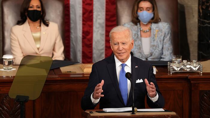 Biden address to Congress 28 April 2021. Photo by Doug Mills - Pool/Getty Images