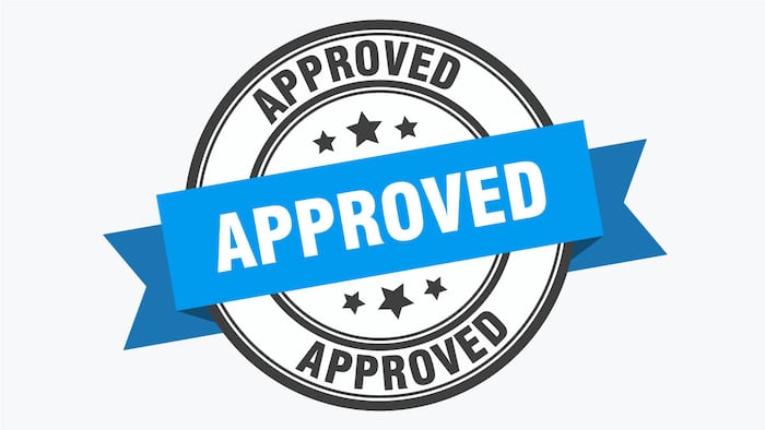 approved label. approved blue band sign. approved. approved stamp on white background - Vector