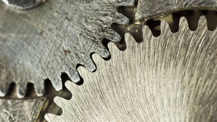 Watch gears up close