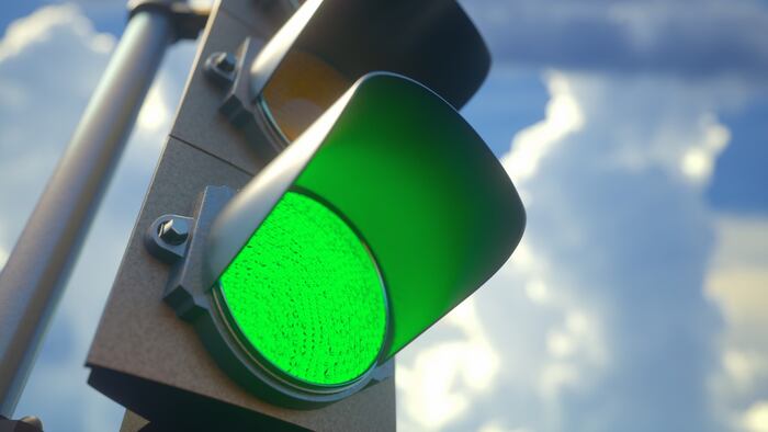 Traffic light on green