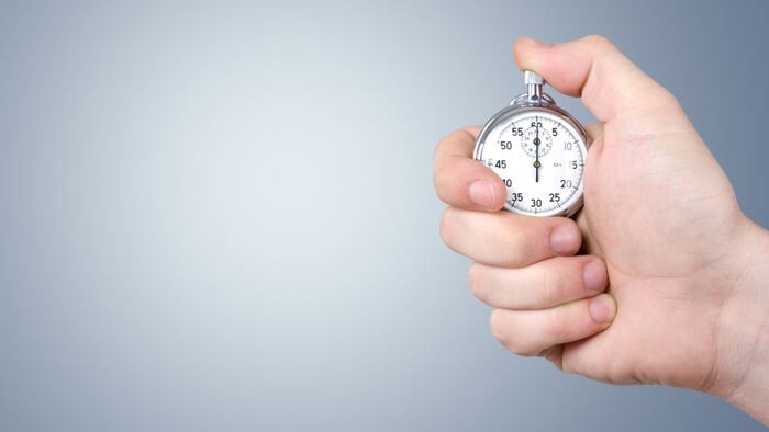 Close-up Stopwatch in Human Hand, Timer