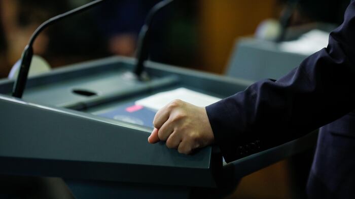 Business Conference Lectern Hands
