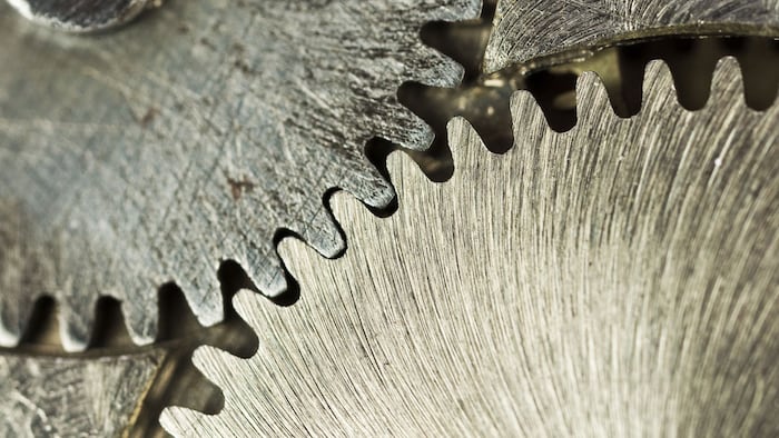 Watch gears up close