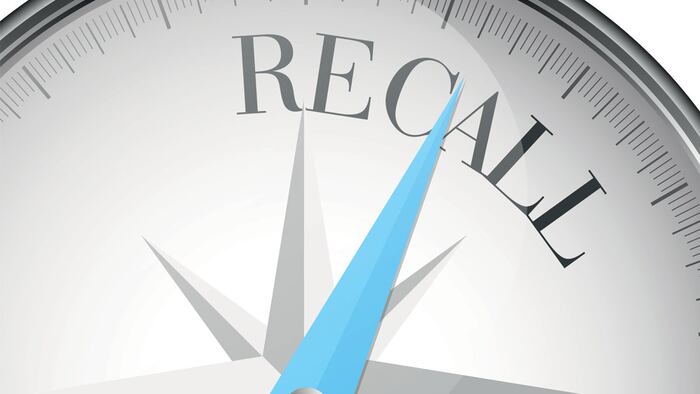 detailed illustration of a compass with Recall text, eps10 vector