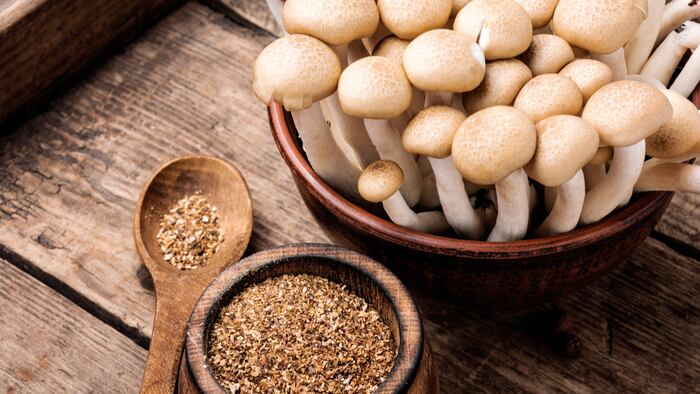 Spice for a dish of forest mushrooms. Mushroom seasoning