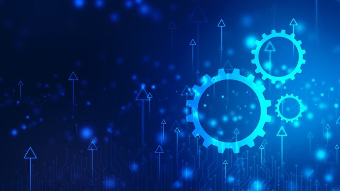 Cog Gear Wheel with arrows on the technology abstract background