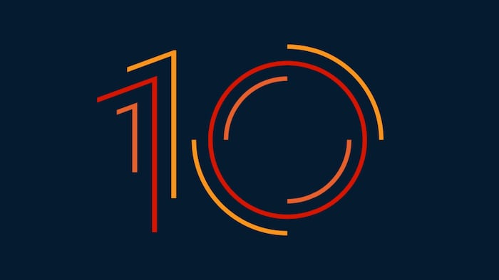 Number ten vector font alphabet, modern dynamic flat design with brilliant colors